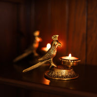 Silver Parrot Tealight Holders | Handcrafted Decorative Candle Holders for Home & Festive Decor | Set of 2