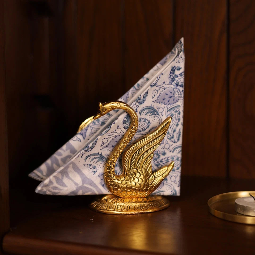 Elegant Gold  Swan Tissue Holder Set of -2