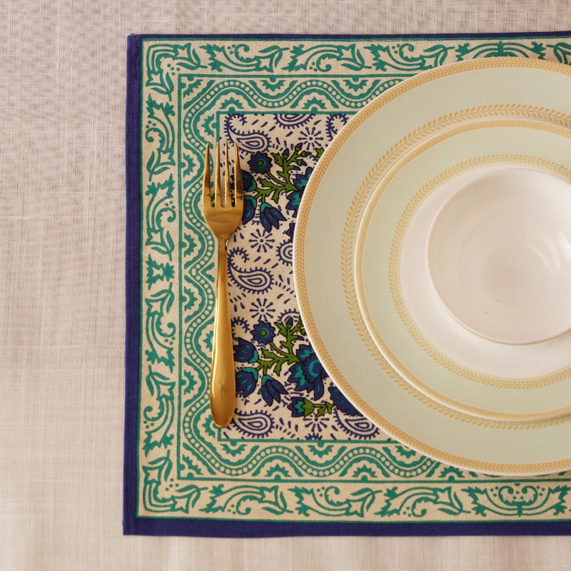 Block Printed Table Placemat (Set of 6) | Handcrafted Dining Placemats