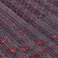 Navy With Red Ajrakh with Kantha Bedcover | Artisan-Made 100% Cotton Bedspread