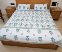 Handcrafted Block Printed Quilted Bedcover With Two Pillowcases