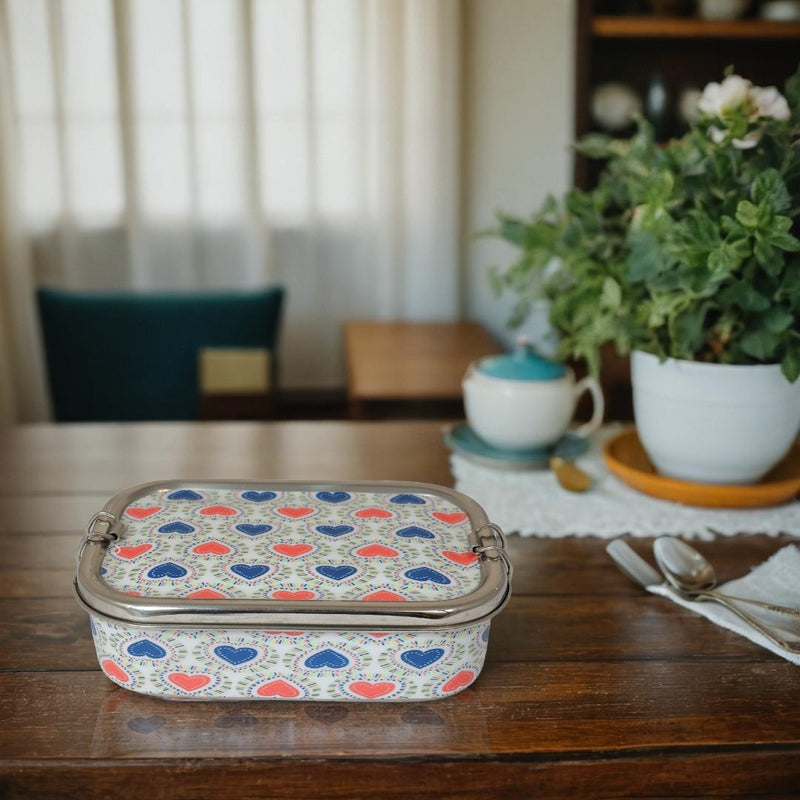 Floral Print Eco-Friendly Meenakari Steel Tiffin Box – Stylish & Durable