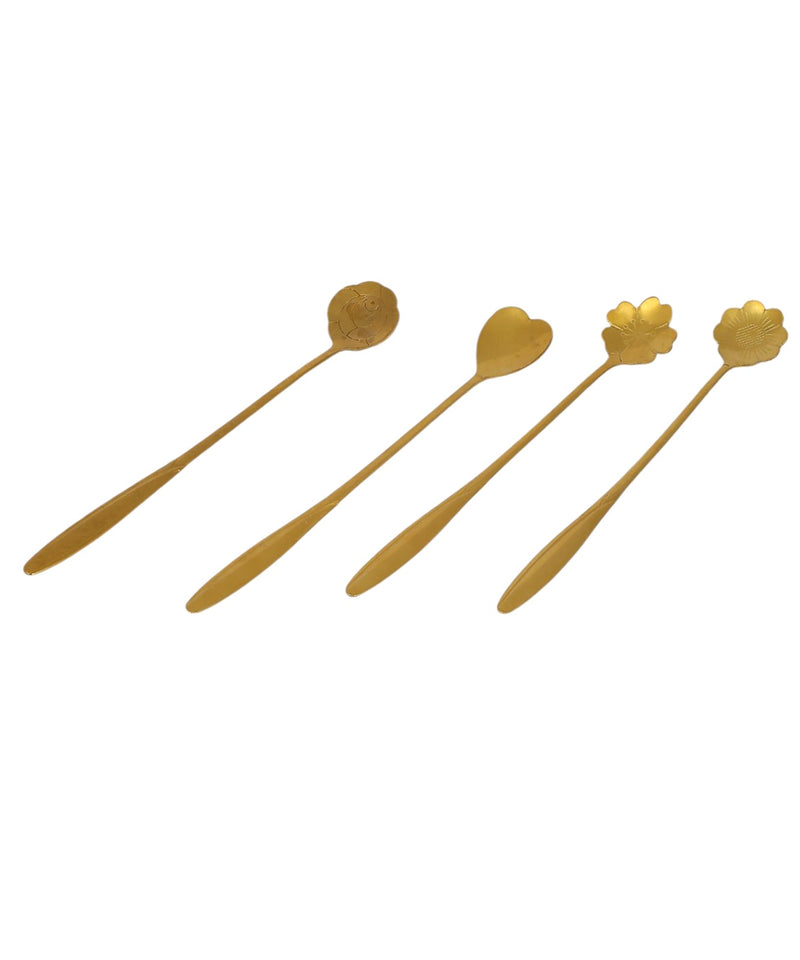 Golden Dessert Spoons Set | 4 Different Designs