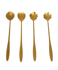 Golden Dessert Spoons Set | 4 Different Designs