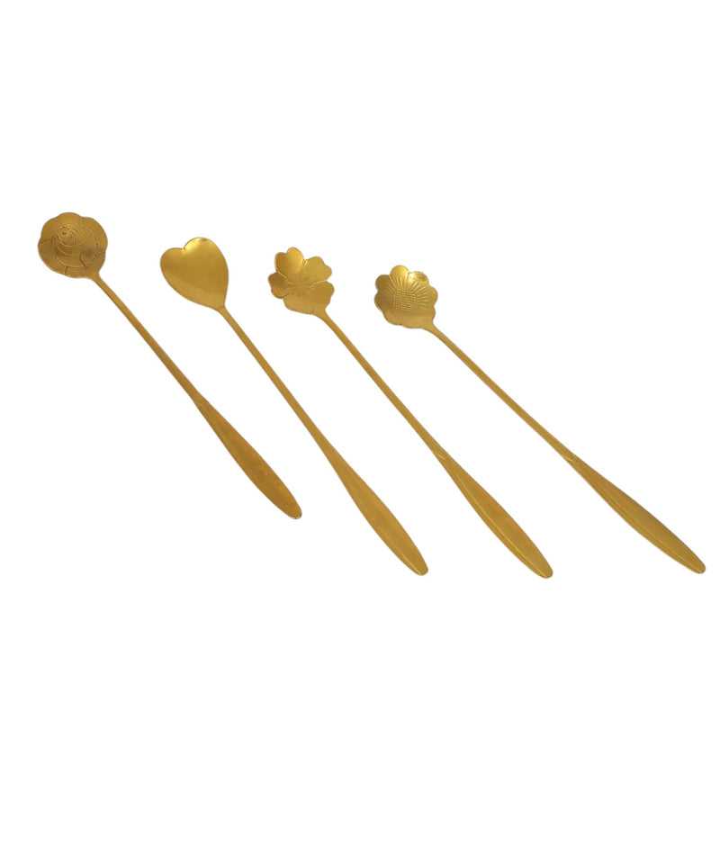 Golden Dessert Spoons Set | 4 Different Designs