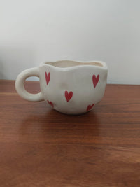 Red Heart Ceramic Mugs  | Vibrant Handcrafted Coffee & Tea Mugs-Set of 2