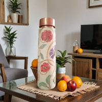 Premium Rakhi Gift Box- Tarani Copper Bottle +MDF Coaster Ikat Set Of 4