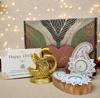 Diwali Gift Box – Swan Tissue Holder +  Wooden Diya Combo