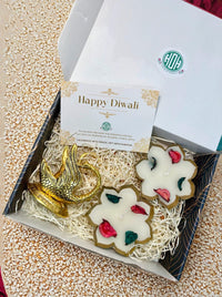 Diwali Gift Box – Swan Tissue Holder +  Metal Wax Diya Combo