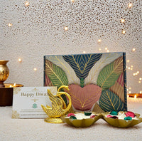 Diwali Gift Box – Swan Tissue Holder +  Metal Wax Diya Combo