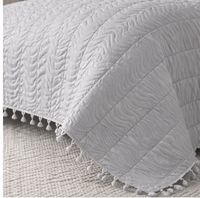 Premium Quilted Cotton Bedcover with Tassels-Grey