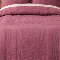Premium Quilted Cotton Bedcover with Tassels-Mauve