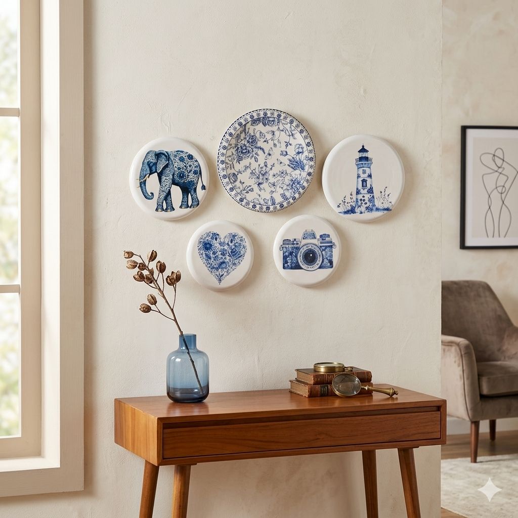 Decorative Metal Wall Plates Set of 5