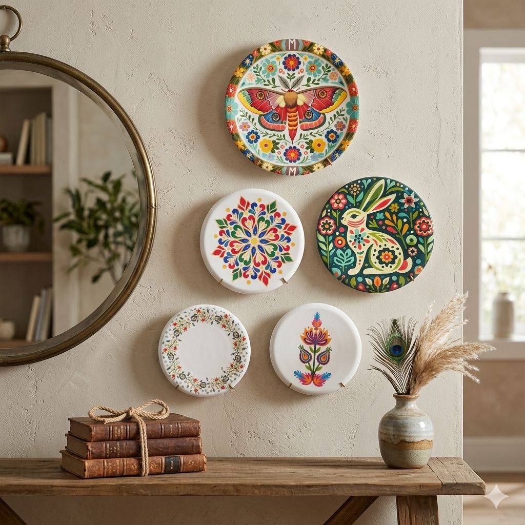 Decorative Metal Wall Plates Set of 5