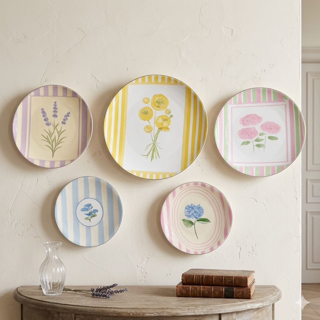 Decorative Metal Wall Plates Set of 5