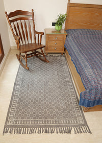 Flowering Dots Block Printed Dhurrie Rug