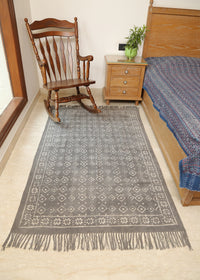 Dots and Diamonds Block Printed Dhurrie Rug