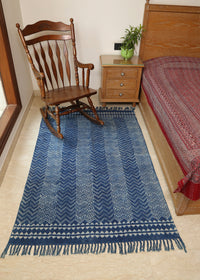 Symmetrical Block Printed Cotton Dhurri Rug