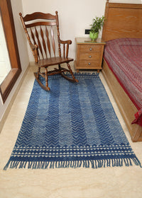 Symmetrical Block Printed Cotton Dhurri Rug