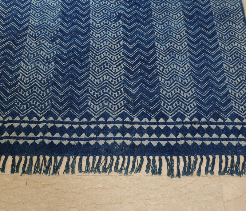 Symmetrical Block Printed Cotton Dhurri Rug