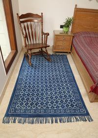 Circle and Dots Block Printed Dhurrie Rug