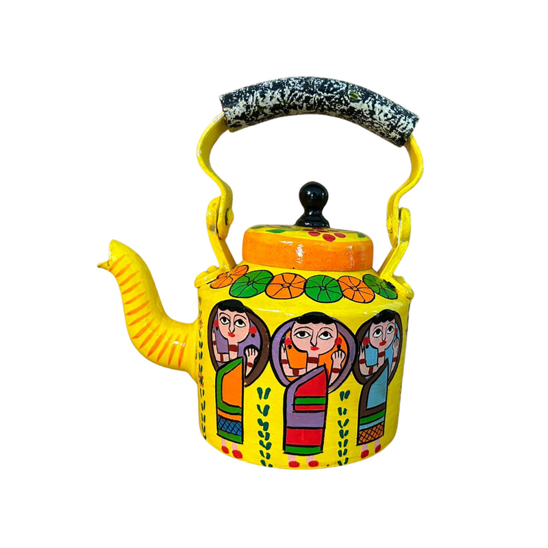 Decorative Yellow Kettle | Hand Painted Home & Garden Decor