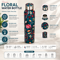 Traditional Design Handcrafted Eco-Friendly Meenakari Steel Bottle(1L)