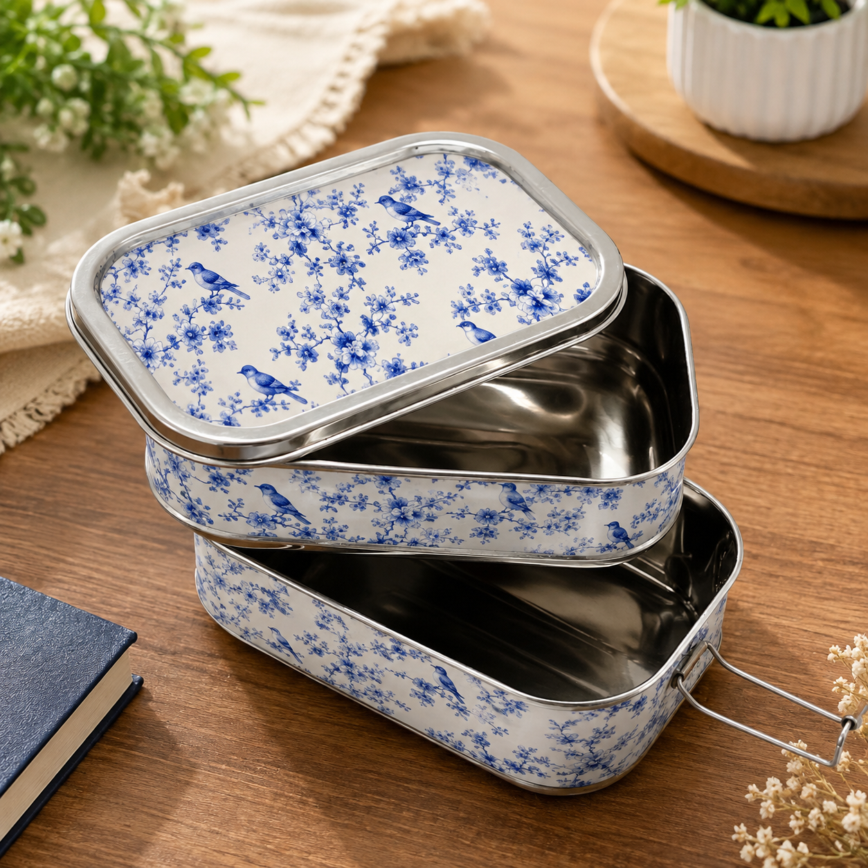 Eco-Friendly Ethnic Meenakari 2-Tier Steel Tiffin