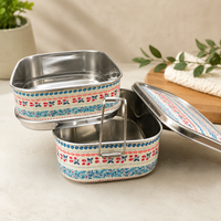 Eco-Friendly Ethnic Meenakari 2-Tier Steel Tiffin