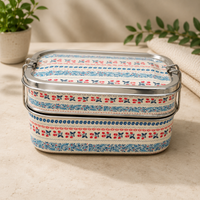 Eco-Friendly Ethnic Meenakari 2-Tier Steel Tiffin