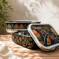 Eco-Friendly Ethnic Meenakari 2-Tier Steel Tiffin