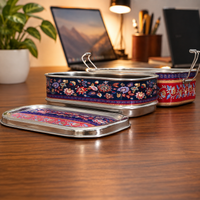 Eco-Friendly Ethnic Meenakari 2-Tier Steel Tiffin