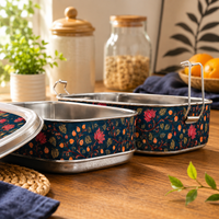 Eco-Friendly Ethnic Meenakari 2-Tier Steel Tiffin