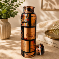 Handcrafted Copper Water Bottle – Vintage Retro Art Collage Design