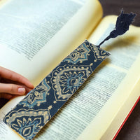 Premium Rakhi Gift Box- Bookmark Geometric Print + Diary  Navy Blue Floral