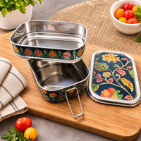 Eco-Friendly Ethnic Meenakari 2-Tier Steel Tiffin
