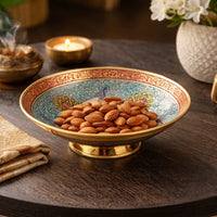 Handcrafted Brass Decorative Plate | Peacock & Floral Design Meenakari Artwork for Home Décor
