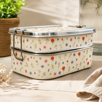 Eco-Friendly Ethnic Meenakari 2-Tier Steel Tiffin