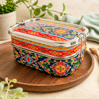Eco-Friendly Ethnic Meenakari 2-Tier Steel Tiffin