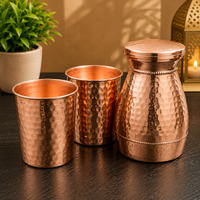Handcrafted Copper Water Jar and 2 Glasses – Hammered Finish