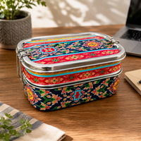 Eco-Friendly Ethnic Meenakari 2-Tier Steel Tiffin