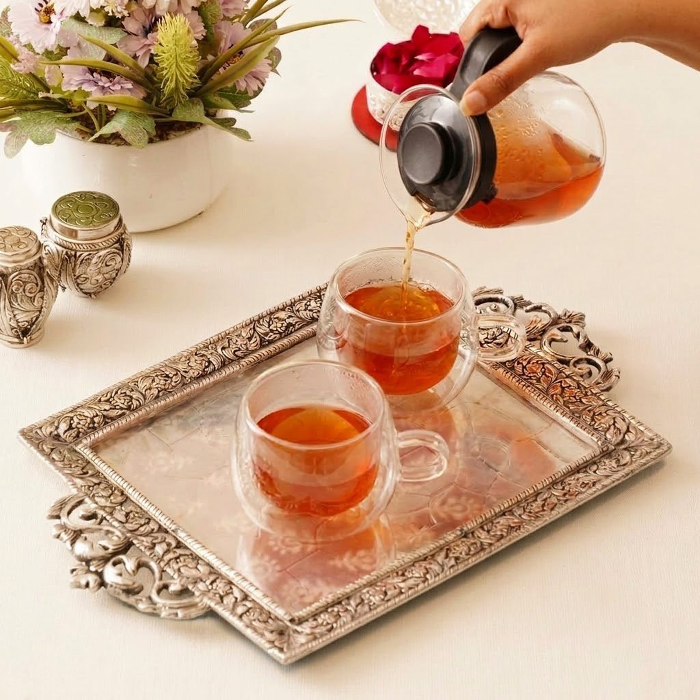 Silver Plated Rectangle Tray | Elegant Serving & Decorative Tray for Home & Dining