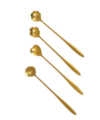 Golden Dessert Spoons with Handcrafted Brass Decorative Bowls Combo