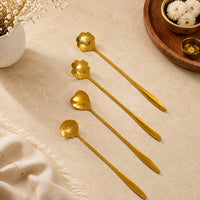 Golden Dessert Spoons with Handcrafted Brass Decorative Bowls Combo