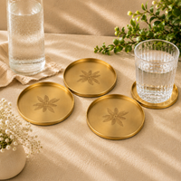 Embossed Brass Coaster Set of 4