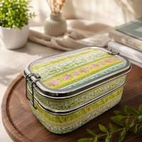 Eco-Friendly Ethnic Meenakari 2-Tier Steel Tiffin