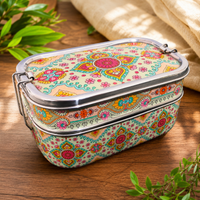 Eco-Friendly Ethnic Meenakari 2-Tier Steel Tiffin