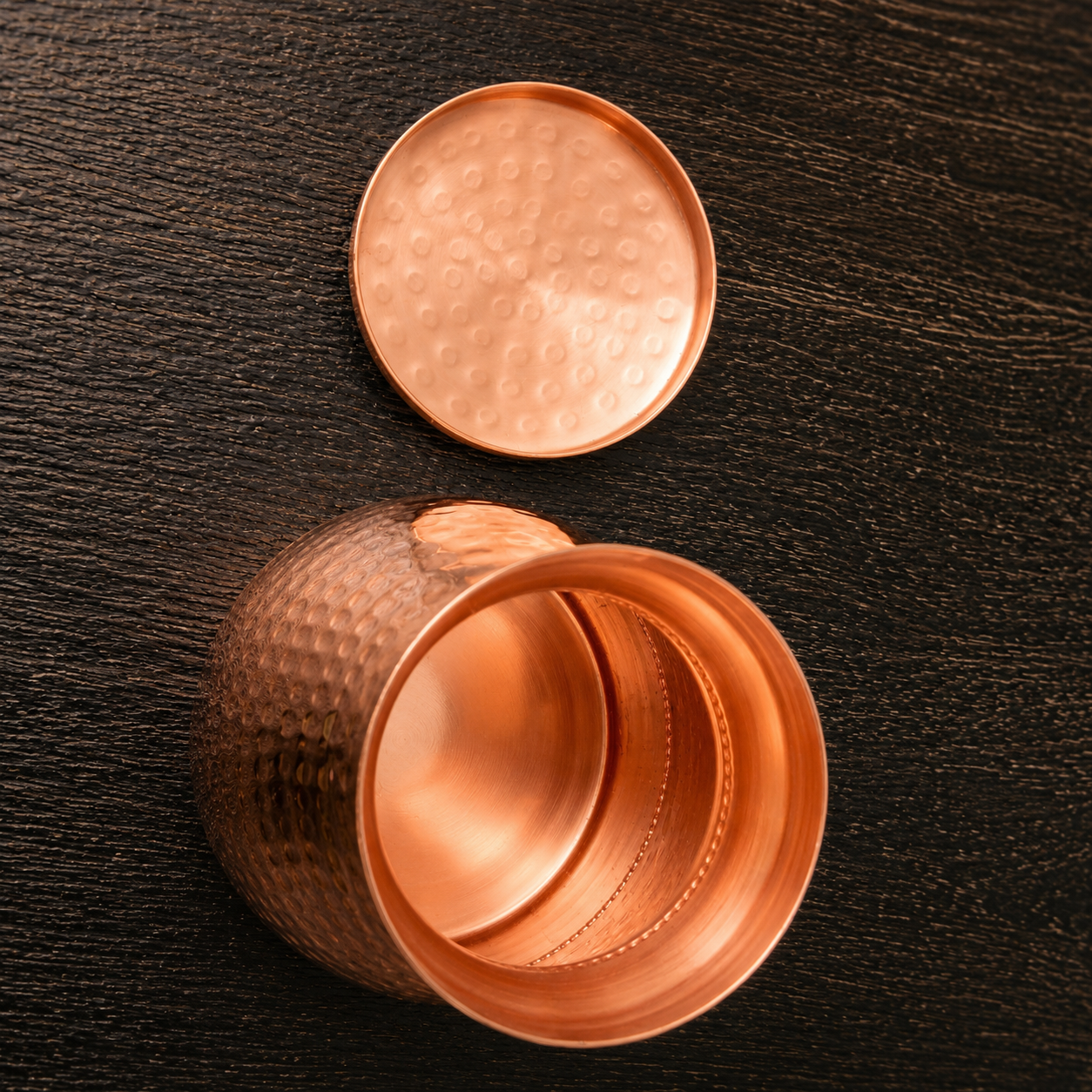 Handcrafted Copper Water Jar and 2 Glasses – Hammered Finish