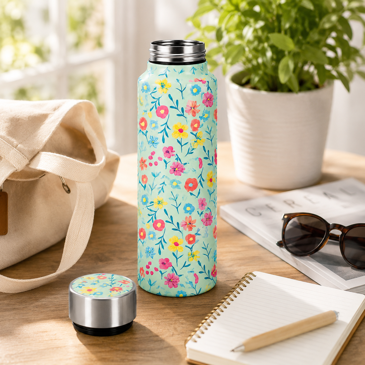 Traditional Design Handcrafted Eco-Friendly Meenakari Steel Bottle(1L)