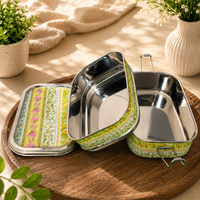 Eco-Friendly Ethnic Meenakari 2-Tier Steel Tiffin